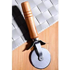 3b Trend Bambu Saplı Pizza Hamur Kesici 17 Cm Çelik Pizza Kesici