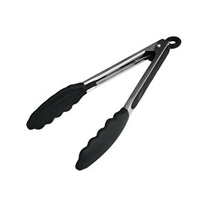 3b Trend Metal Kızartma Maşası Silikon Uçlu Maşa Siyah Renk