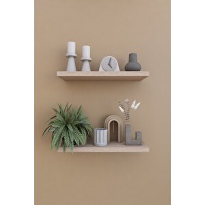Dekoratif 2'lü Uçan Duvar Rafı, Gizli Bağlantılı Raf, Aksesuar Rafı 35x12x2 Cm