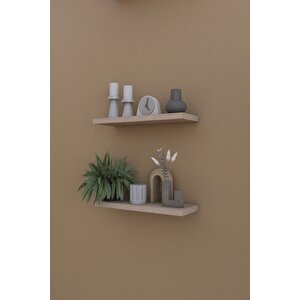 Dekoratif 2'lü Uçan Duvar Rafı, Gizli Bağlantılı Raf, Aksesuar Rafı 35x12x2 Cm