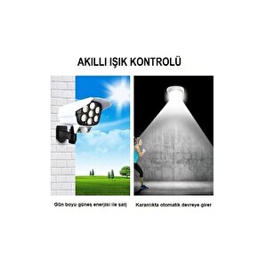Kumandalı Güneş Enerjili Hareket Sensörlü Güvenlik Kamerası Görünümlü Dış Mekan Bahçe Aydınlatması