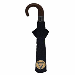 April A-228g Elite Kısa Deri Baston Sap 10 Telli Şemsiye Kahve Sap