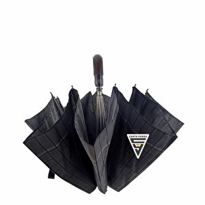 April A-228g Elite Deri Baston Sap Otomatik Şemsiye Kahve