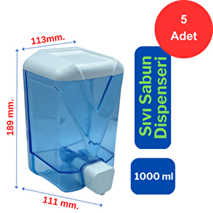 Plastik Şeffaf Sıvı Sabun Dispenseri 1000 Ml. X 5 Adet