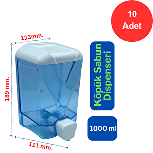 Plastik Şeffaf Köpük Sabun Dispenseri 1000 Ml. X 10 Adet