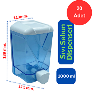 Plastik Şeffaf Sıvı Sabun Dispenseri 1000 Ml. X 20 Adet