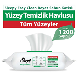 Easy Clean Beyaz Sabun Katkılı Yüzey Temizlik Havlusu 12x100  1200 Yaprak
