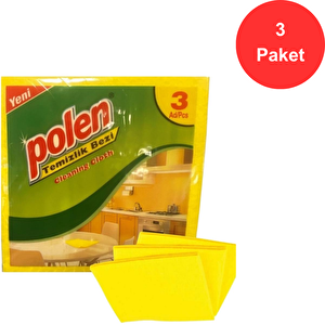  3'lü Sarı Temizlik Bezi 35 X 35 Cm. X 3 Paket