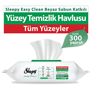 Sleepy Easy Clean Beyaz Sabun Katkılı Yüzey Temizlik Havlusu 3x100 300 Yaprak