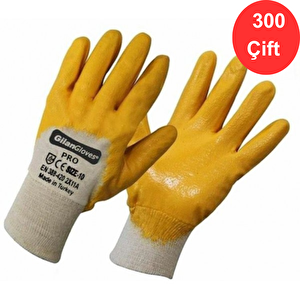 Gilangloves Pro Nitril Pamuklu İşçi Eldiveni Sarı No:10