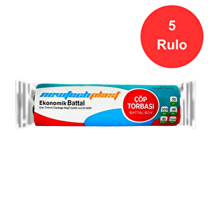 Çöp Torbası Battal Boy mavi 72 X 95 Cm. 300 Gr. 5 rulo