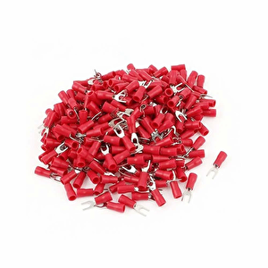 100 Adet Çatal 0.5 - 1.5 Mm2 M6 Kırmızı İzoleli Kablo Pabuç