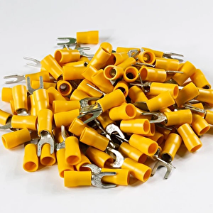 100 Adet Çatal 4 - 6 Mm2 M4 Sarı İzoleli Kablo Pabuç