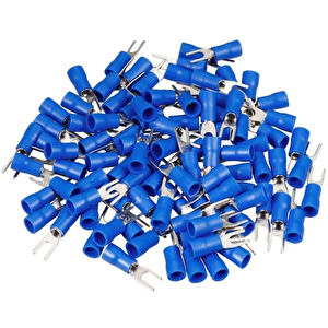 100 Adet Çatal 1.5 - 2.5 Mm2 M4 Mavi İzoleli Kablo Pabuç