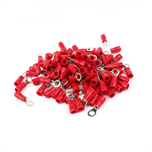 100 Adet Yuvarlak 0.5 - 1.5 Mm2 M5 Kırmızı İzoleli Kablo Pabuç