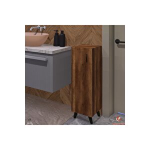 Ceviz Tek Kapaklı 3 Raflı Banyo Dolabı Havlu Dolabı Sabunluk Kiler Dolabı Erzak Dolabı Ekmek Dolabı