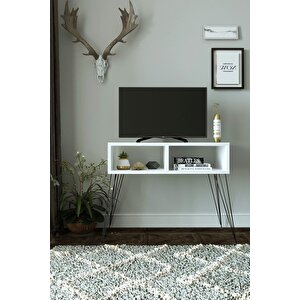 Beyaz Salon Oturma Odası Tv Ünitesi Tv Sehpası Ayaklı Tv Ünitesi Tv Standı Kitaplık Duvar Rafı Beyaz