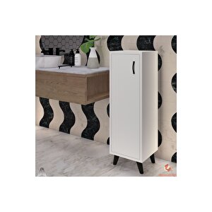 Beyaz Tek Kapaklı 3 Raflı Banyo Dolabı Havlu Dolabı Sabunluk Kiler Dolabı Erzak Dolabı Ekmek Dolabı Siyah - Beyaz