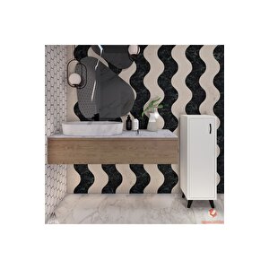 Beyaz Tek Kapaklı 3 Raflı Banyo Dolabı Havlu Dolabı Sabunluk Kiler Dolabı Erzak Dolabı Ekmek Dolabı Siyah - Beyaz