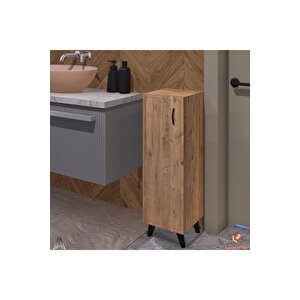 Atlantik Çam Tek Kapaklı 3 Raflı Banyo Dolabı Havlu Dolabı Kiler Dolabı Erzak Dolabı Ekmek Dolabı Çam