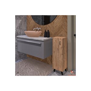 Atlantik Çam Tek Kapaklı 3 Raflı Banyo Dolabı Havlu Dolabı Kiler Dolabı Erzak Dolabı Ekmek Dolabı Çam
