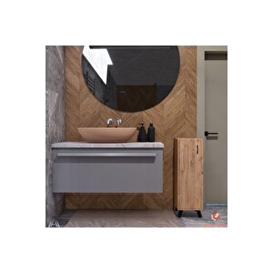 Atlantik Çam Tek Kapaklı 3 Raflı Banyo Dolabı Havlu Dolabı Kiler Dolabı Erzak Dolabı Ekmek Dolabı Çam
