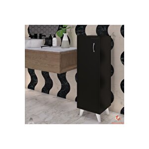 Siyah Tek Kapaklı 3 Raflı Banyo Dolabı Havlu Dolabı Sabunluk Kiler Dolabı Erzak Dolabı Ekmek Dolabı Siyah