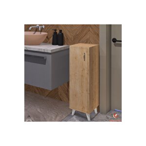 Meşe Tek Kapaklı 3 Raflı Banyo Dolabı Havlu Dolabı Sabunluk Kiler Dolabı Erzak Dolabı Ekmek Dolabı Meşe