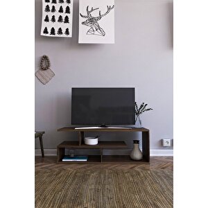 Ceviz Kitaplık Salon Oturma Odası Tv Ünitesi Ceviz