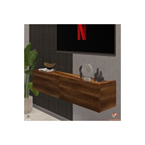 Ceviz 90 Cm Tv Ünitesi Tv Sehpası Duvar Rafı Kitaplık Ceviz