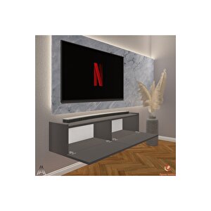 Antrasit 120 Cm Tv Ünitesi Tv Sehpası Duvar Rafı Kitaplık Antrasit