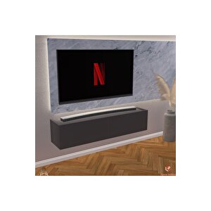 Antrasit 120 Cm Tv Ünitesi Tv Sehpası Duvar Rafı Kitaplık Antrasit
