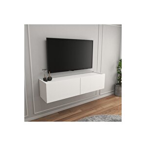 Beyaz 120 Cm Tv Ünitesi Tv Sehpası Duvar Rafı Kitaplık