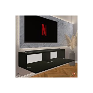 Siyah 100 Cm Tv Ünitesi Tv Sehpası Duvar Rafı Kitaplık Siyah