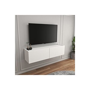 Beyaz 100 Cm Tv Ünitesi Tv Sehpası Duvar Rafı Kitaplık Beyaz