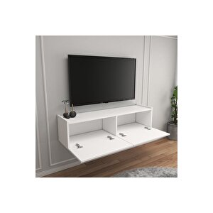 Beyaz 100 Cm Tv Ünitesi Tv Sehpası Duvar Rafı Kitaplık Beyaz