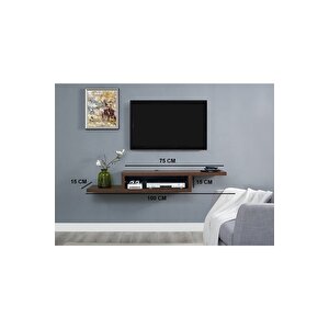 Ceviz 100 Cm Tv Ünitesi Tv Standı Duvar Rafı Kitaplık Ceviz