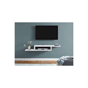 Beyaz 100 Cm Tv Ünitesi Tv Standı Duvar Rafı Kitaplık Beyaz