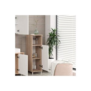 Tek Kapaklı 3 Raflı Çok Amaçlı Banyo Dolabı Mutfak Dolabı Havlu Dolabı Erzak Dolabı Meşe