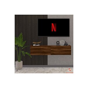 Ceviz 80 Cm Tv Ünitesi Tv Sehpası Duvar Rafı Kitaplık Ceviz