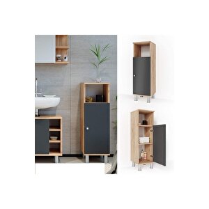 Tek Kapaklı 3 Raflı Banyo Dolabı Havlu Dolabı Sabunluk Kiler Dolabı Erzak Dolabı Çamaşır Dolabı Meşe
