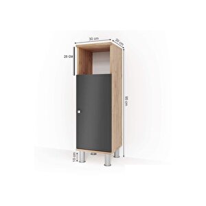Tek Kapaklı 3 Raflı Banyo Dolabı Havlu Dolabı Sabunluk Kiler Dolabı Erzak Dolabı Çamaşır Dolabı Meşe