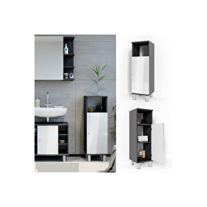 Tek Kapaklı 3 Raflı Banyo Dolabı Havlu Dolabı Sabunluk Kiler Dolabı Erzak Dolabı Çamaşır Dolabı Antrasit