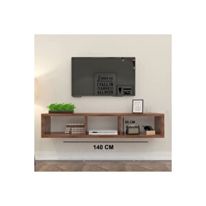 Ceviz 140 Cm Tv Ünitesi Tv Standı Duvar Rafı Kitaplık Kahveregi