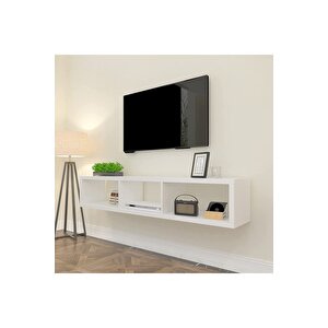 Beyaz 140 Cm Tv Ünitesi Tv Sehpası Tv Standı Duvar Rafı Kitaplık Beyaz