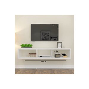 Beyaz 140 Cm Tv Ünitesi Tv Sehpası Tv Standı Duvar Rafı Kitaplık Beyaz