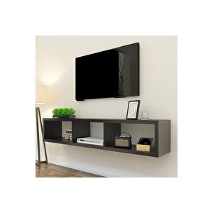 Siyah 140 Cm Tv Ünitesi Tv Sehpası Tv Standı Duvar Rafı Kitaplık Siyah