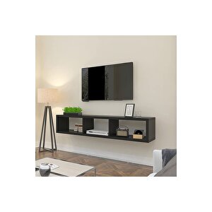 Siyah 140 Cm Tv Ünitesi Tv Sehpası Tv Standı Duvar Rafı Kitaplık