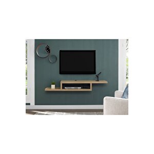 Meşe 180 Cm Tv Ünitesi Tv Standı Duvar Rafı Kitaplık Bej