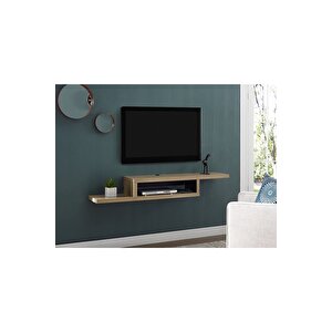 Meşe 180 Cm Tv Ünitesi Tv Standı Duvar Rafı Kitaplık Bej